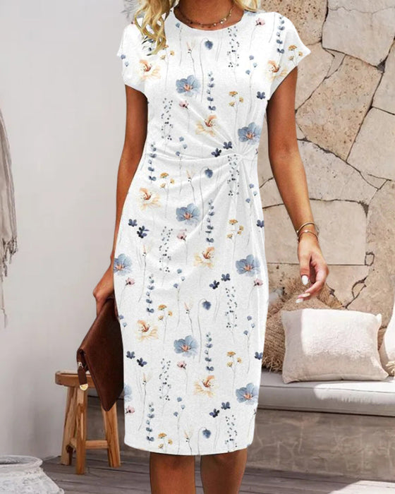 Robe à imprimé floral et manches courtes