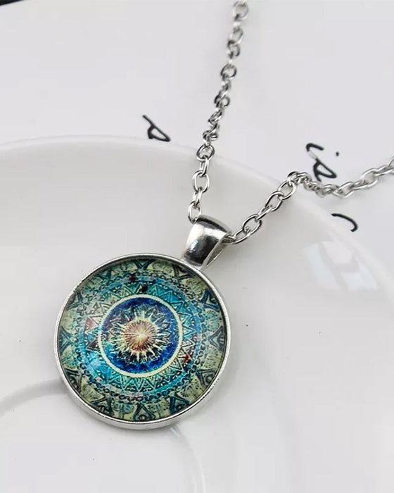 Ensemble collier de pierres précieuses fleur de mandala
