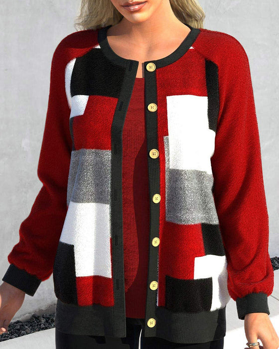 Cardigan à empiècements avec bloc de couleur