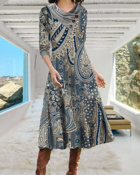 Robe midi à imprimé cachemire