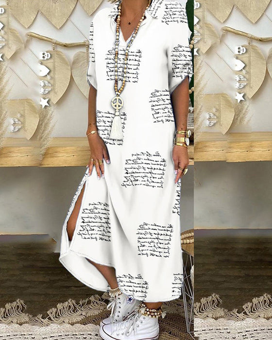 Robe chemise à imprimé fendu