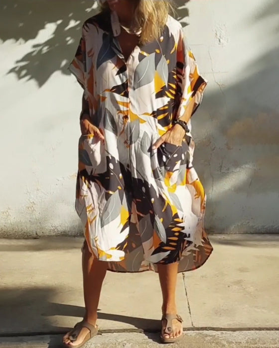 Robe avec poches et imprimé feuille d'érable