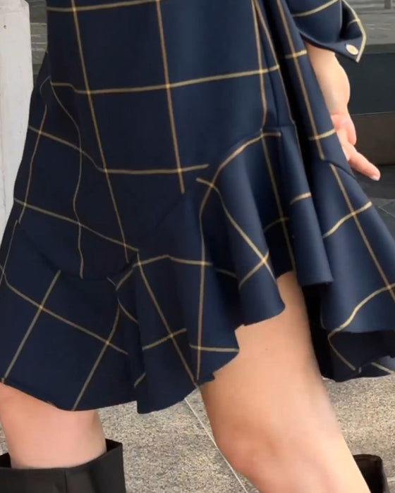 Robe vintage à carreaux avec encolure ronde