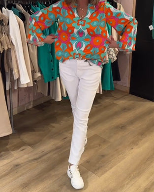 Blouse imprimée ample et polyvalente