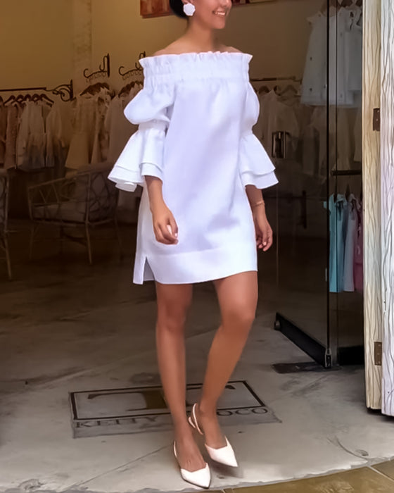 Robe asymétrique à manches évasées