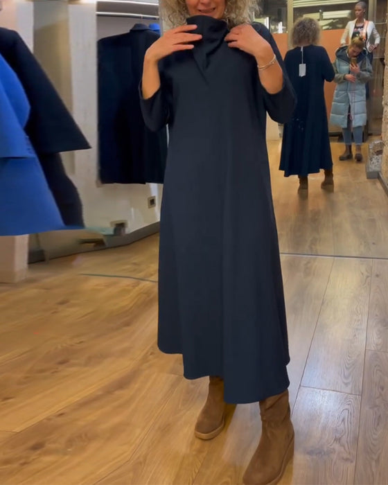 Robe décontractée avec poche de couleur unie