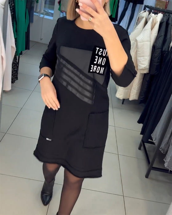 Robe droite imprimée avec poche