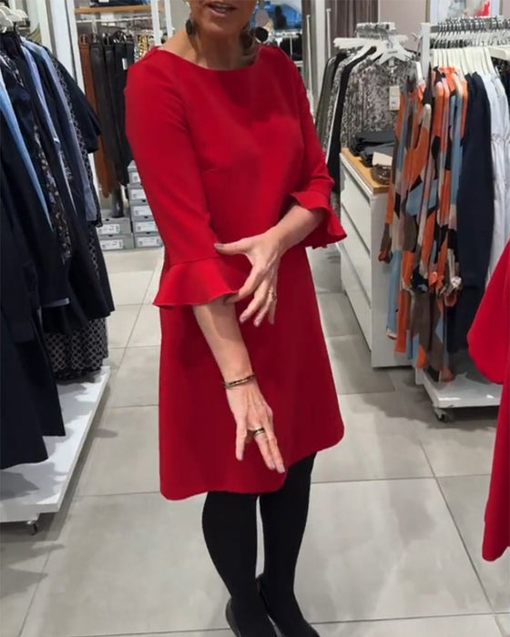 Robe de couleur unie à manches cloche