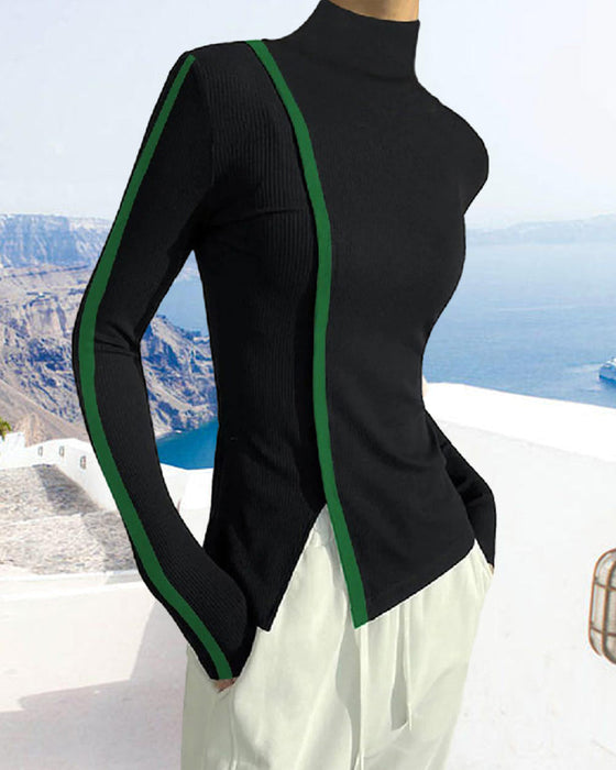 Pull à col roulé et patchwork