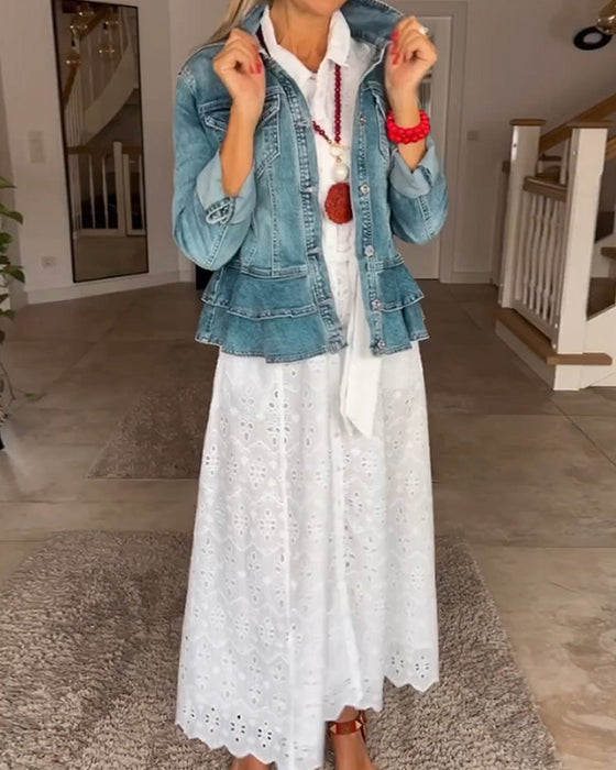 Robe mi-longue chic à manches 3/4