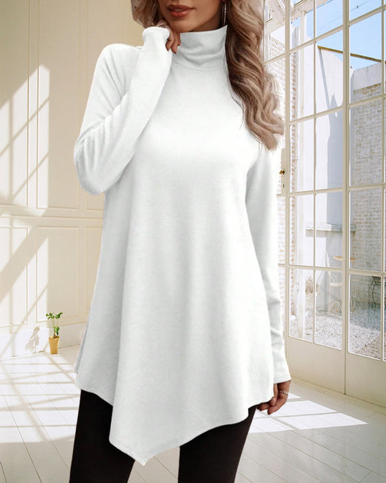 Haut à col montant de couleur unie