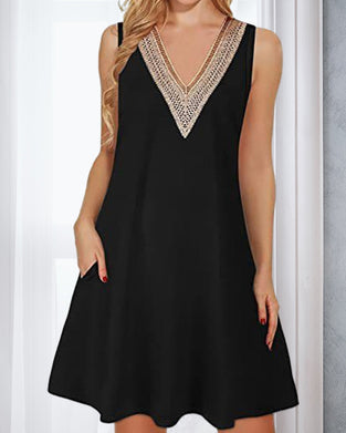 Robe décontractée sans manches à col en V