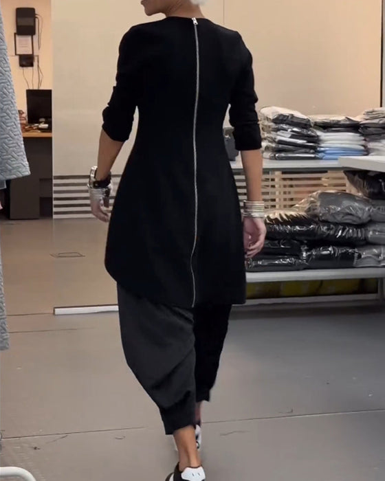 Sweat-shirt mi-long col rond