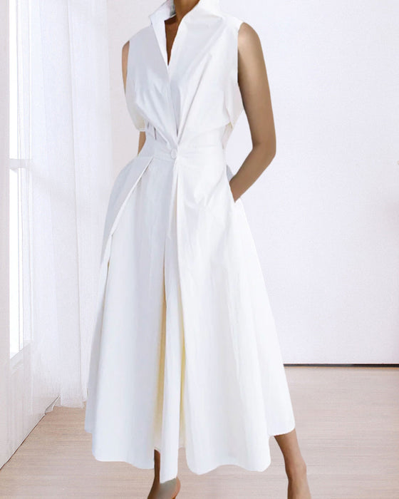 Robe de mode sans manches à col montant