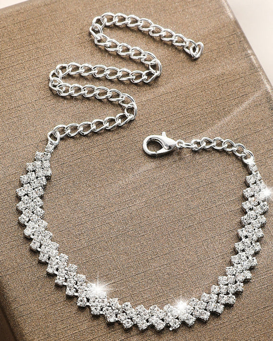 Bracelet de cheville en strass losange irrégulier