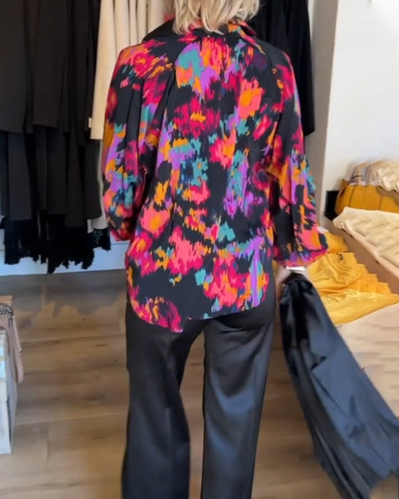 Blouse élégante à manches longues imprimée