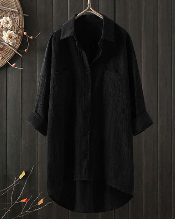 Chemisier ample de couleur unie à manches longues