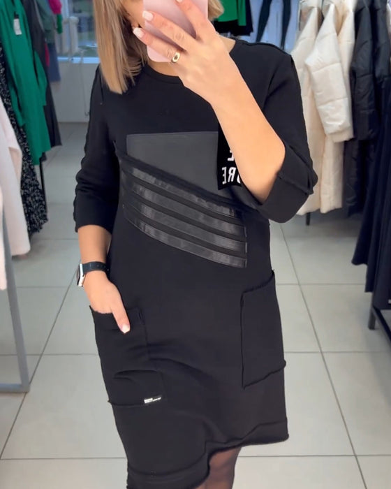 Robe droite imprimée avec poche