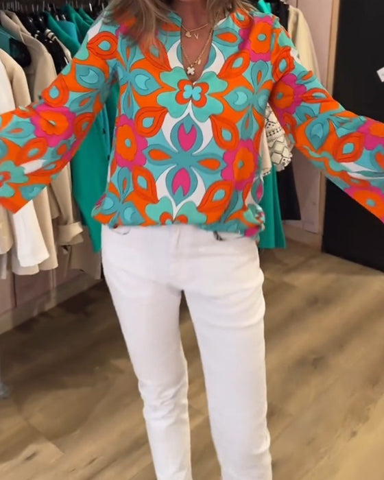 Blouse imprimée ample et polyvalente