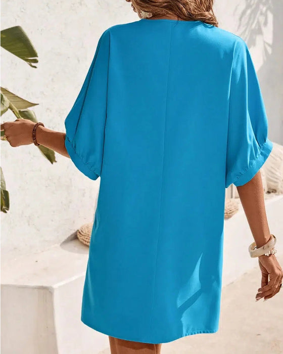 Robe droite décontractée de couleur unie