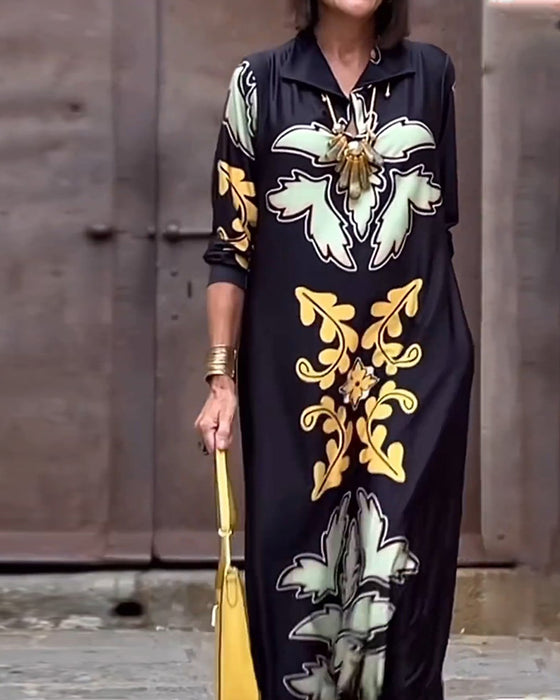 Robe de mode imprimée à revers