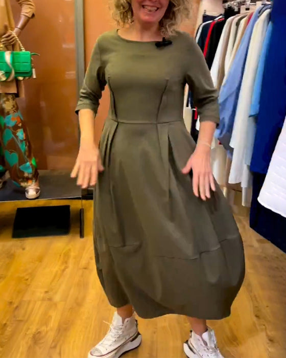 Robe à col rond et manches 2/3