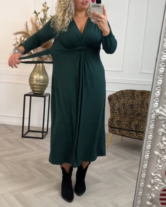 Robe sexy unie avec manches longues