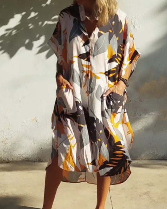 Robe avec poches et imprimé feuille d'érable