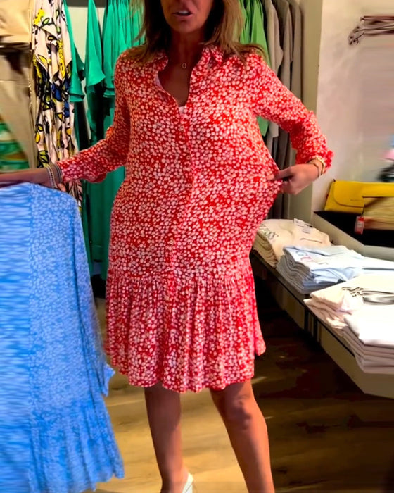 Robe à col en V et imprimé floral