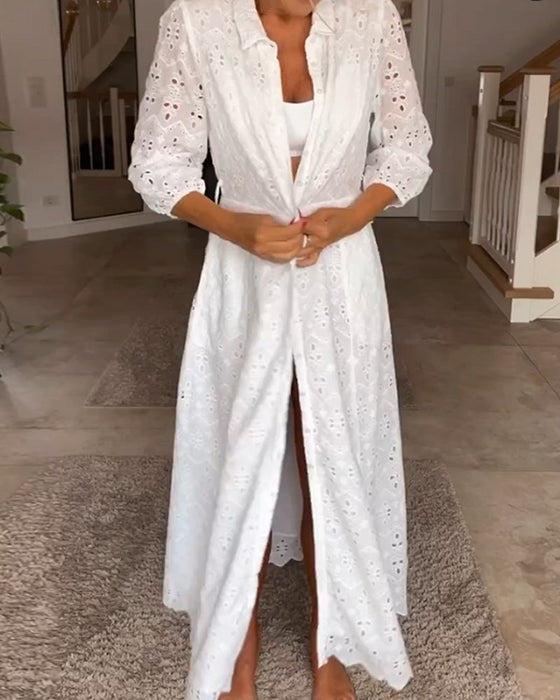 Robe mi-longue chic à manches 3/4