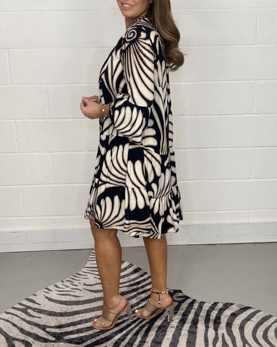 Robe décontractée à col en V imprimée