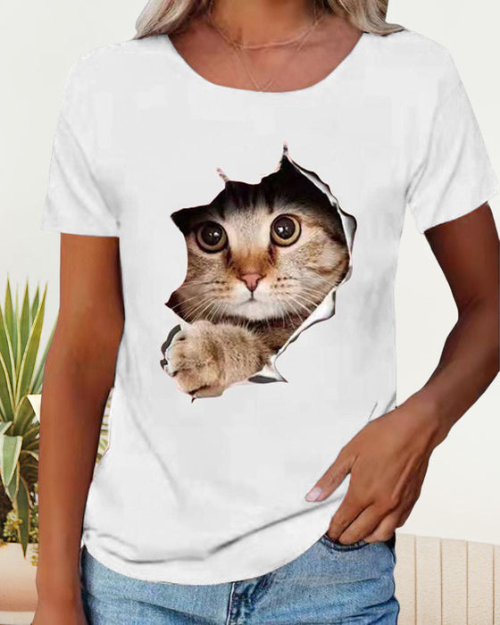 T-shirt avec imprimé chat