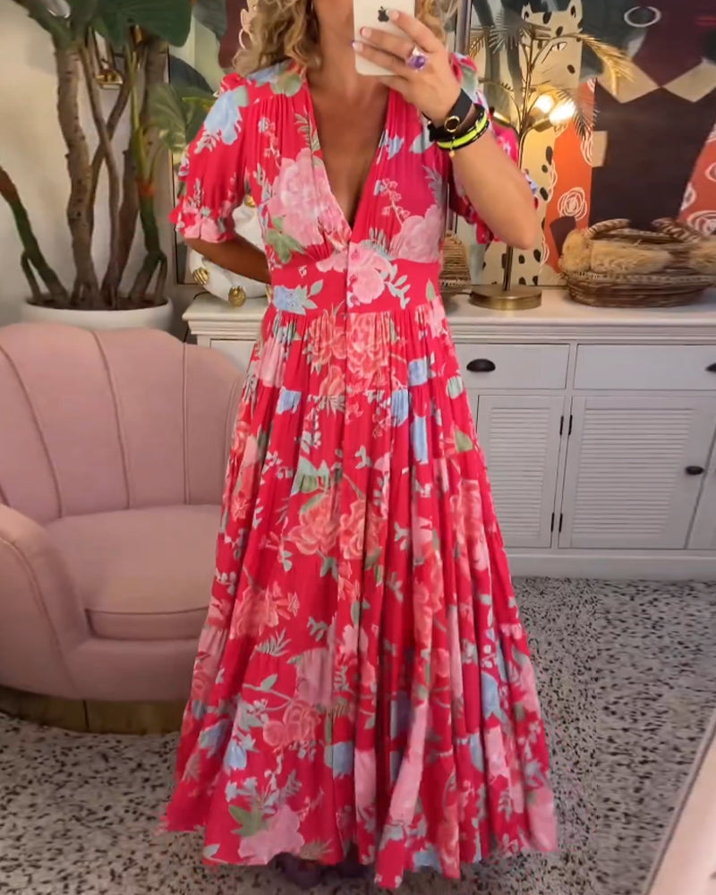 Floral V-neck Dress