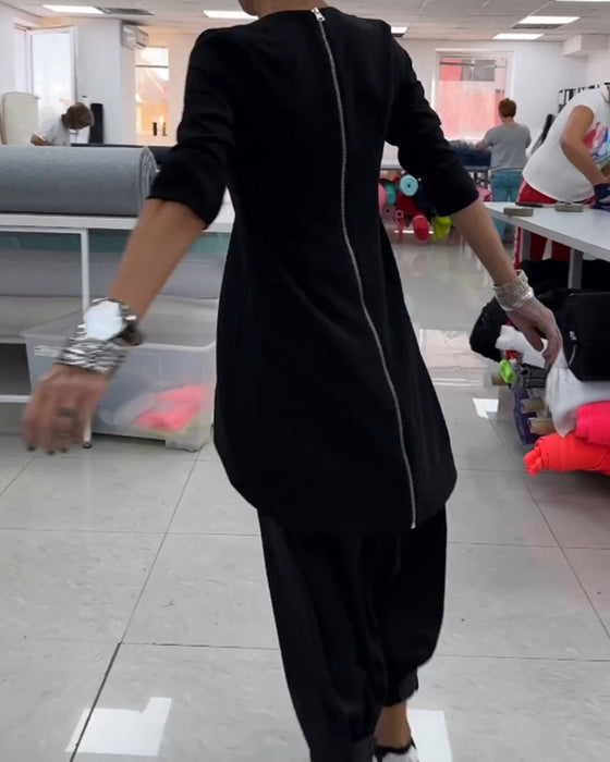 Sweat-shirt mi-long col rond