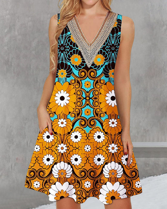 Robe décontractée sans manches à col en V