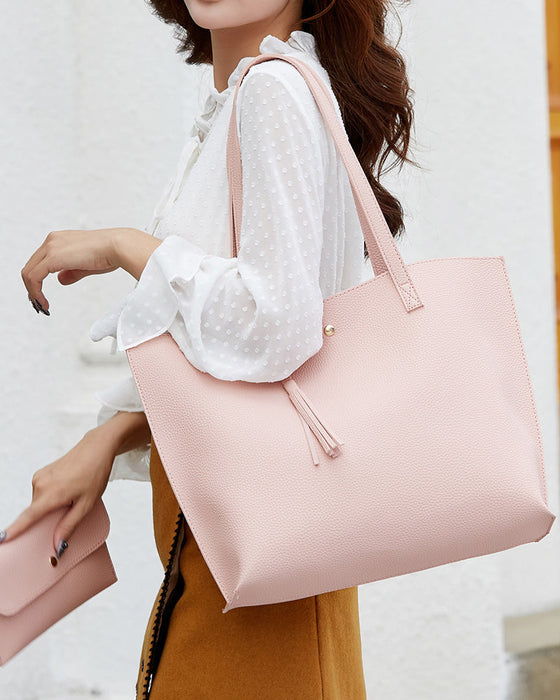 Capacité avec sac à bandoulière à pampilles de couleur unie avec grand