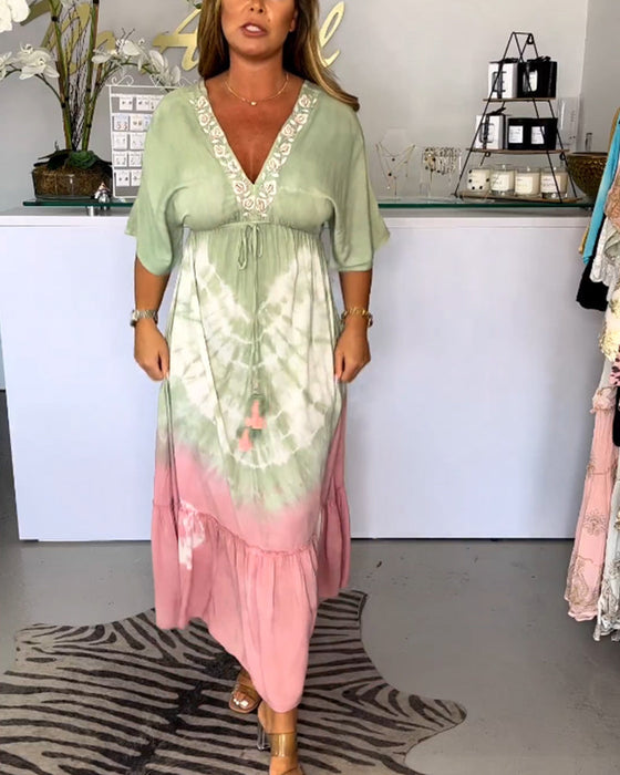 Robe col V avec imprimé dégradé