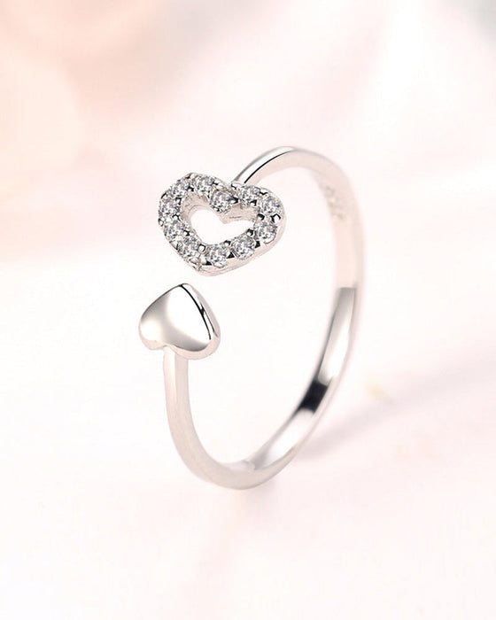 Bague découpe double coeur