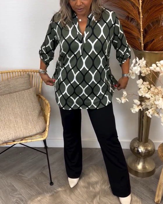 Chemisier décontracté à manches longues et imprimé