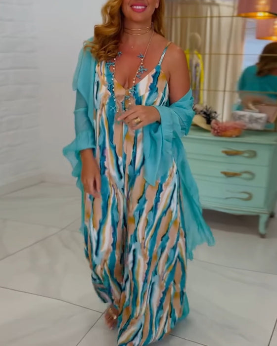 Ensemble combinaison avec bretelles imprimées