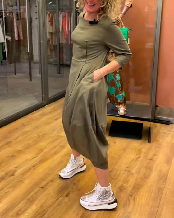 Robe à col rond et manches 2/3