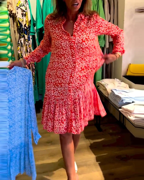 Robe à col en V et imprimé floral