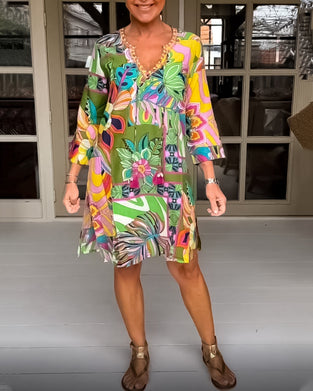 Robe décontractée à imprimé fleurs et herbes