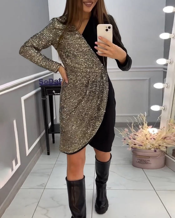 Robe à double patchwork et paillettes