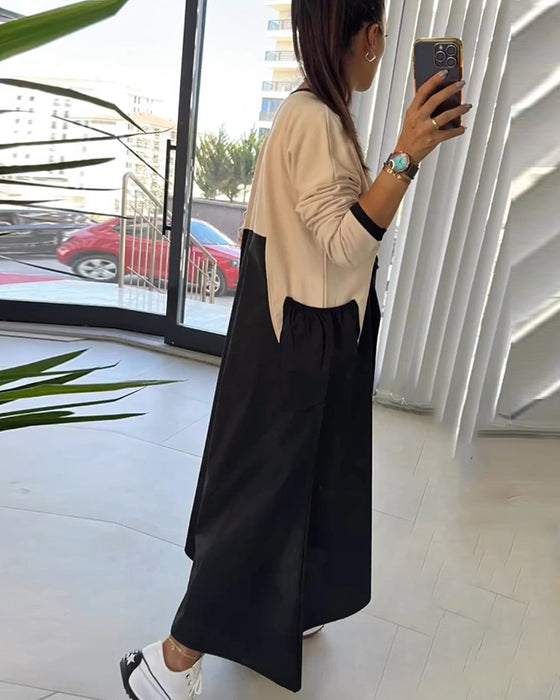 Robe décontractée avec poches patchwork