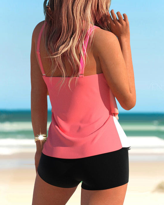 Maillot de bain tankini color block col V