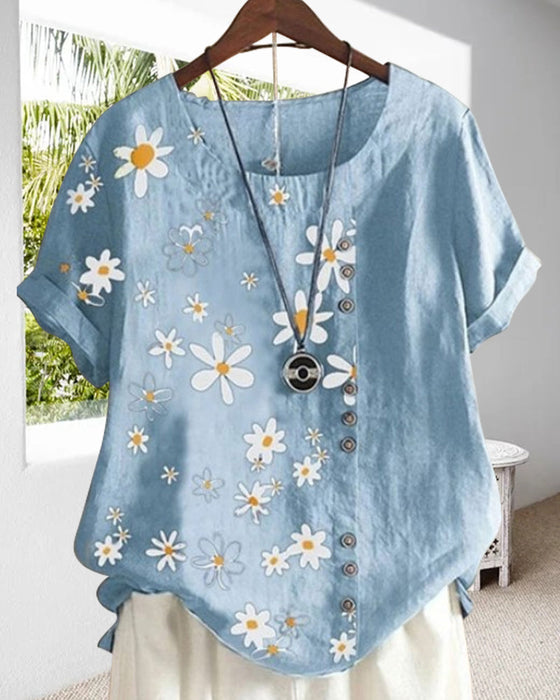 Chemisier ample à manches courtes en coton