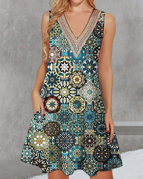 Robe décontractée sans manches à col en V