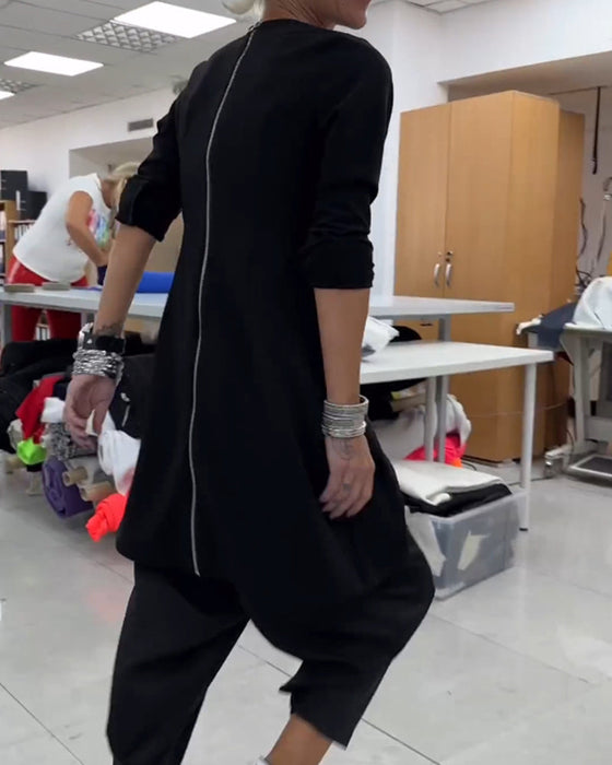 Sweat-shirt mi-long col rond