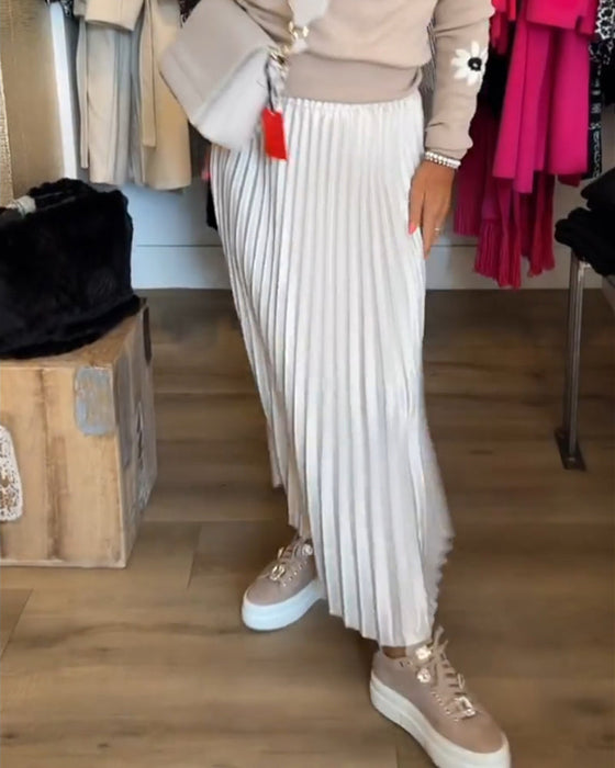 Robe plissée de couleur unie